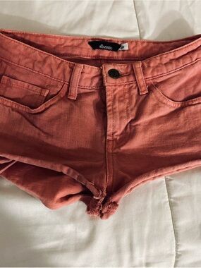 Shasa Coral-Peach Denim Cutoff Shorts